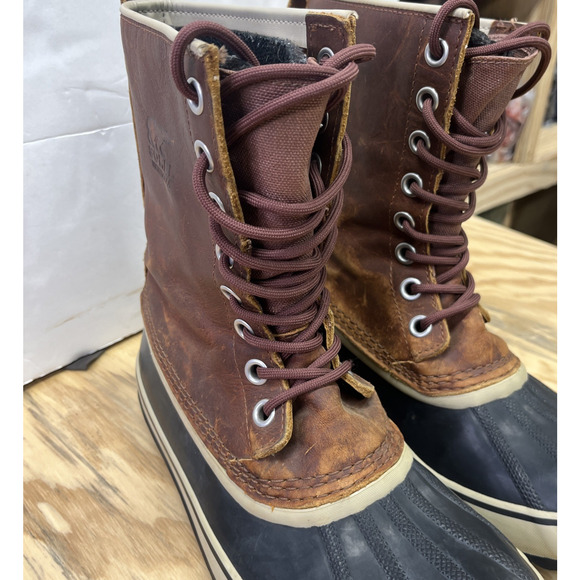 Sorel Premium Duck Boots Womens 11 Brown Waterproof Leather (NL1718-206) Rubber - Picture 6 of 13